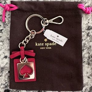 NWT Kate Spade Red Leather & Gold Keychain